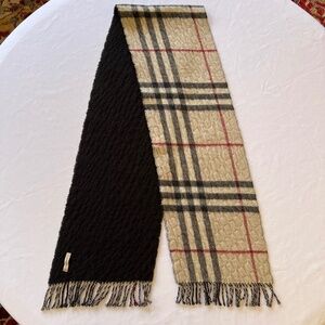 Burberry Scarf Cream Black Red Check / Black Quilted Cashmere Wool